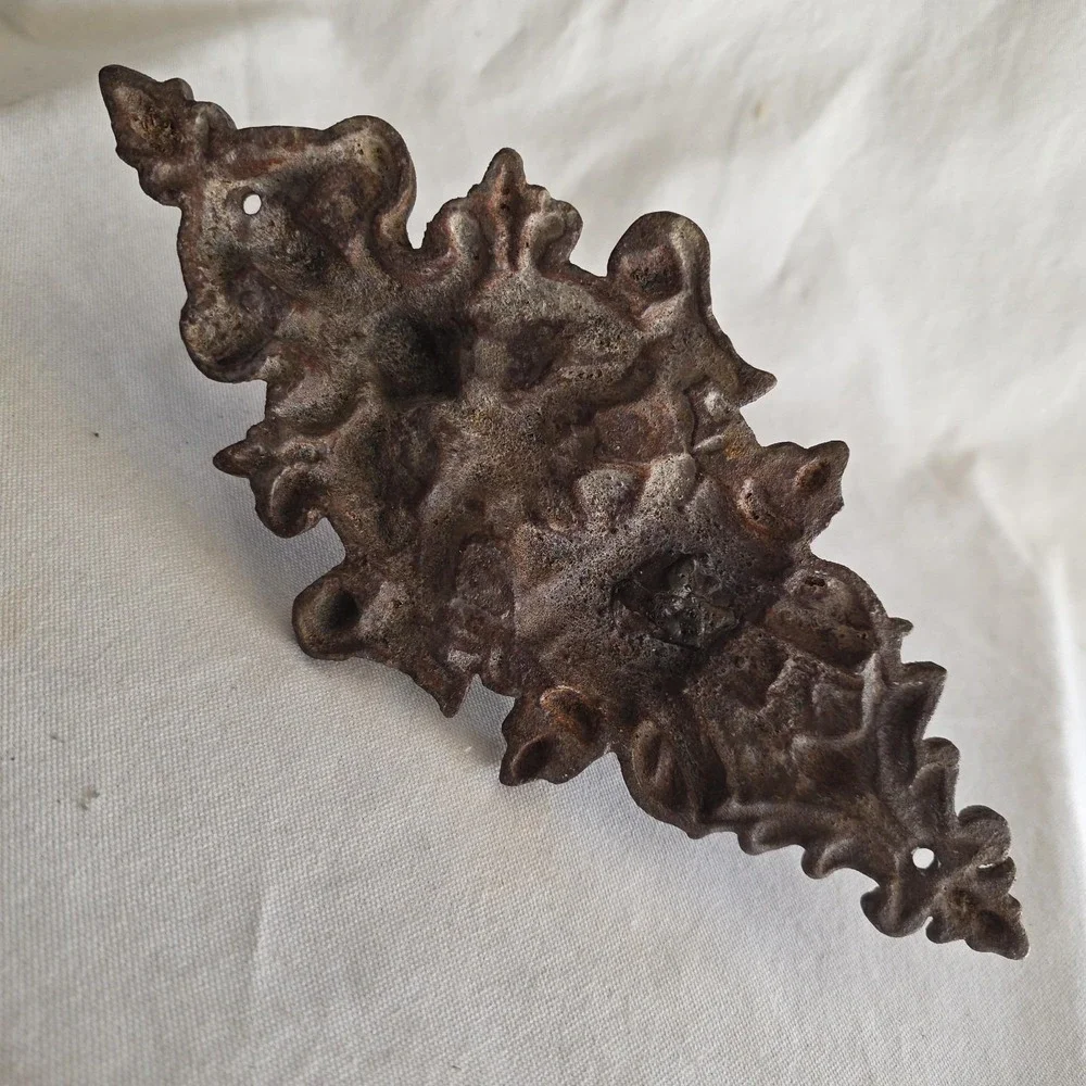Antique Baroque Victorian Cherub Angel Wall Mount Coat Hook Ornate. Cast Iron.